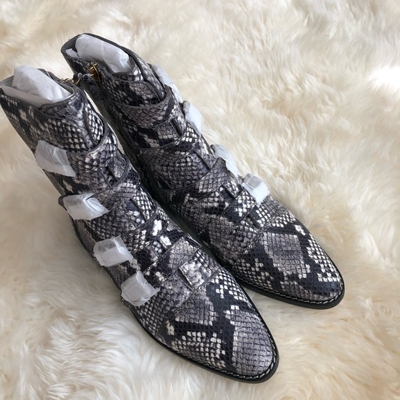 J. Crew Multi Buckle Leather Short Boot Snake 8 - Picture 10 of 13